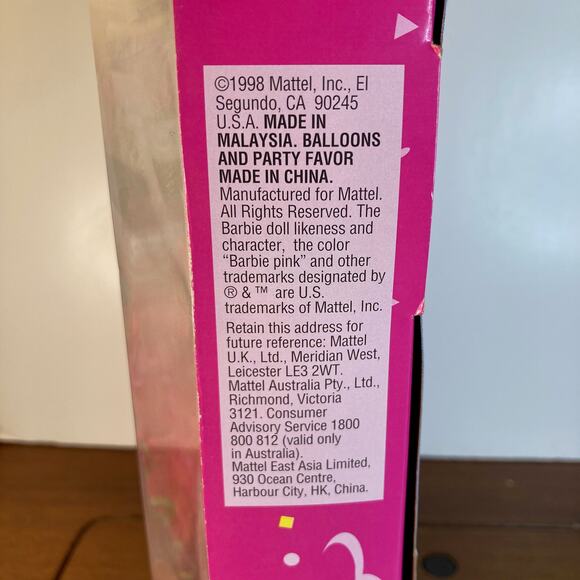 Vintage 90s Mattel Birthday Party Barbie w/Blowing Lips #22905 (1998) NRFB - Picture 5 of 5